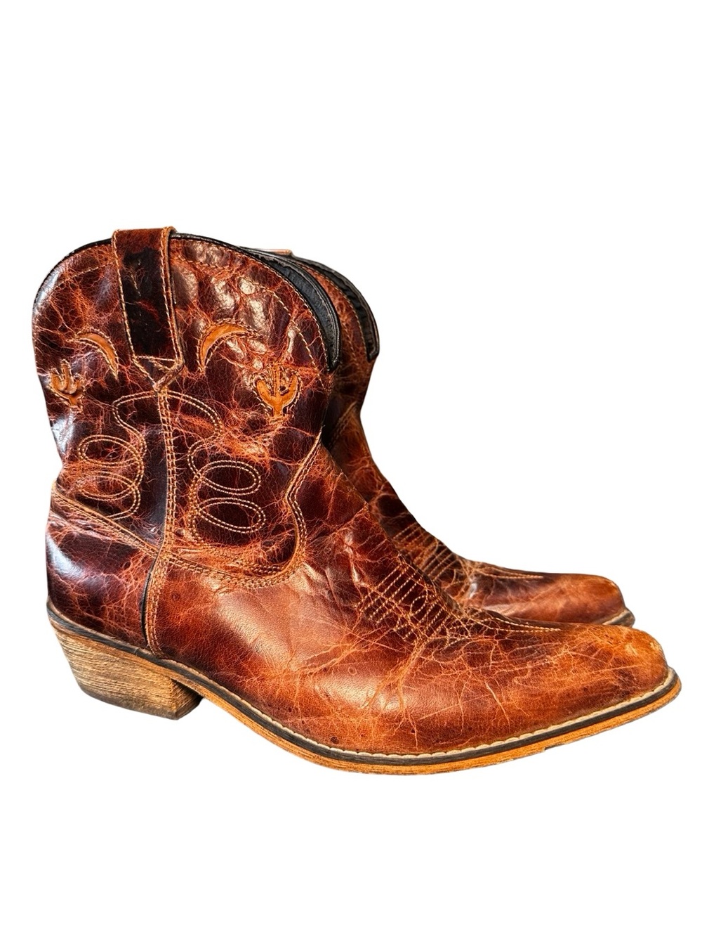Dingo Brown Western Boots Size 9.5 Leather Ankle Zip Up Cowgirl Heeled Concert